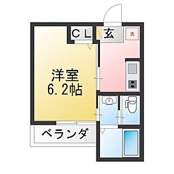 川口市東川口6丁目アパート 1Kの間取図画像