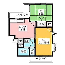 パークハイツ芝 2LDKの間取図画像