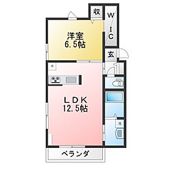 ヴェルハイム芝 1LDKの間取図画像