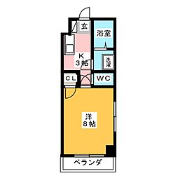 ライジングハウス 1Kの間取図画像
