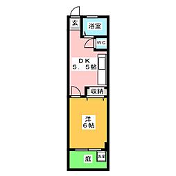 エクセレンス芝 1DKの間取図画像