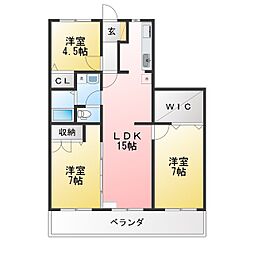 パーシモン 3LDKの間取図画像
