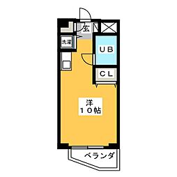 六辻ビル ワンルームの間取図画像