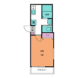 ガーデンヒルズ芝EAST 1Kの間取図画像