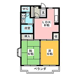 メルロ・E 2DKの間取図画像