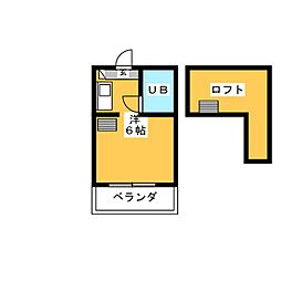 クレイドル5 ワンルームの間取図画像