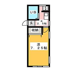 D'Sフラット 1Kの間取図画像