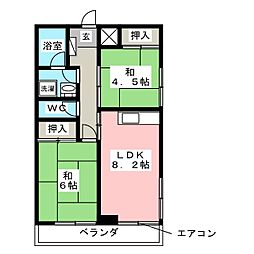 大久保ビル 2LDKの間取図画像