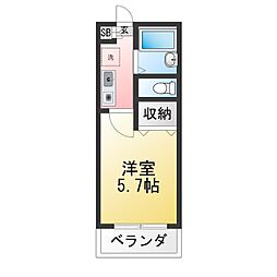 キャッスルクレイン 1Kの間取図画像