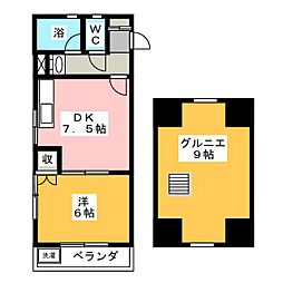 パーク・サンマリノA 1DKの間取図画像