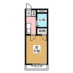 コーポT&Mパート1 1Kの間取図画像