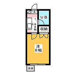 コーポミハル第一 1Kの間取図画像