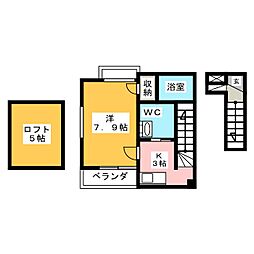 プルミエ 1Kの間取図画像