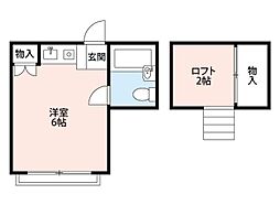 ペアパレスひばりヶ丘 ワンルームの間取図画像
