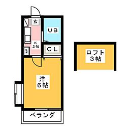 シャルマンひばり 1Kの間取図画像