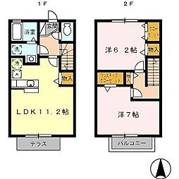 タウンハウス豊栄 2LDKの間取図画像