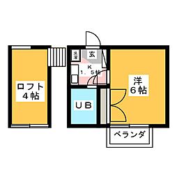 ラークヒルズK2 1Kの間取図画像