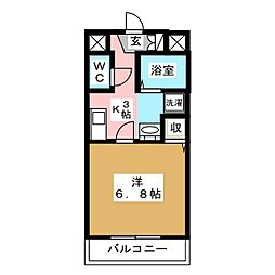 レクエルド 1Kの間取図画像