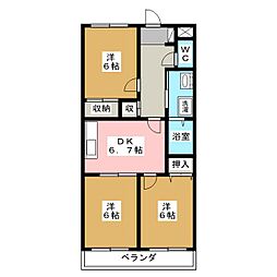 パークハイツ野村 3DKの間取図画像