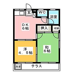 桃江荘 2DKの間取図画像