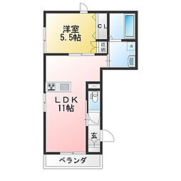 アレセイア 1LDKの間取図画像