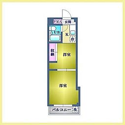 ヴィレッジ金町 2Kの間取図画像