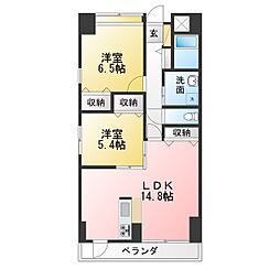 オークレスト東堀切 2LDKの間取図画像