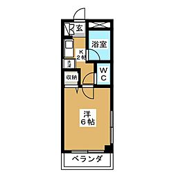 レジデンス金子 1Kの間取図画像