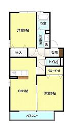 スカイヒル 2DKの間取図画像
