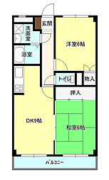 ウィステリア春日部 2DKの間取図画像