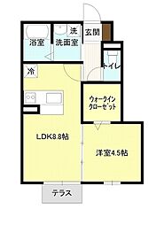 プレジール 1LDKの間取図画像