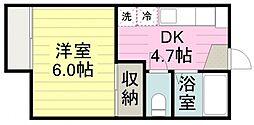 秀和コーポB棟 1Kの間取図画像