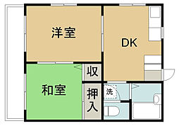 コーポ仙波 2DKの間取図画像