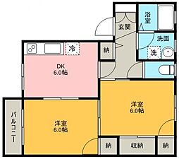 ウインズA 2DKの間取図画像