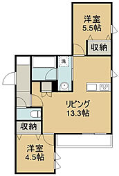 シャルール仙波 2LDKの間取図画像