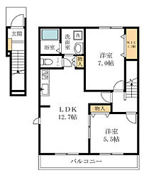 ケンフラッツ 2LDKの間取図画像