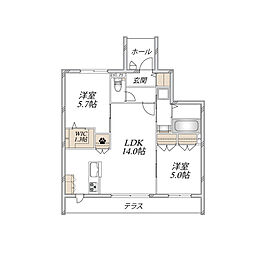 ダンケ 2LDKの間取図画像