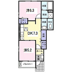 カーサ・カーロ 2DKの間取図画像