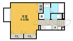 アムール川越IC2008秋本 1Kの間取図画像