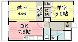 レジデンスからもも 2DKの間取図画像