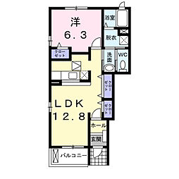 カーサヴィータA 1LDKの間取図画像
