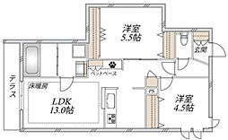 ラ セーヌ 2LDKの間取図画像