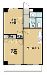 シャトー利休 2DKの間取図画像