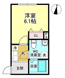 川越市松江町1丁目アパート 1Kの間取図画像