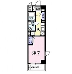 クラール・ハイレン 1Kの間取図画像