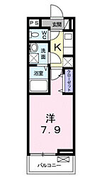 フローズ21' 1Kの間取図画像