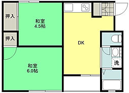 リバーハイツ 2DKの間取図画像