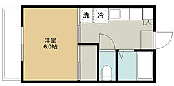 秀和コーポB棟 1Kの間取図画像