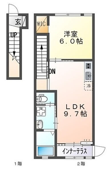 ヴァンベール　ヒルズ ｜埼玉県ふじみ野市鶴ケ舞１丁目(賃貸アパート1LDK・2階・43.20㎡)の写真 その2