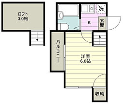 アネックスミスティ 1Kの間取図画像